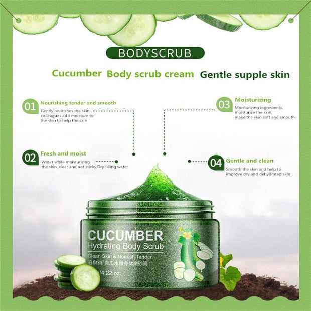 Mosecare Cucumber Whitening Body Scrub – Exfoliating Peeling Cream for Smooth & Bright Skin