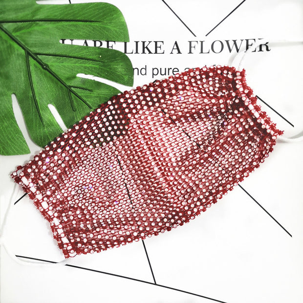 Mosecare Rhinestone Decorative Face Mask – Stylish Hanging-Ear Sparkling Mask for Women